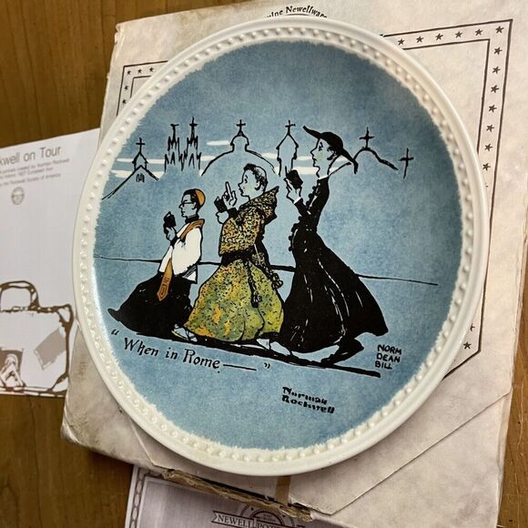 NORMAN ROCKWELL WHEN IN ROME Rockwell on Tour Collector Plate Newell Knowles - Picture 2 of 10